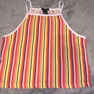 multicolored striped cropped tank top